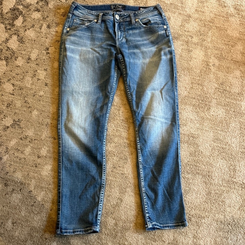 Silver Boyfriend Jeans- 28w 25l